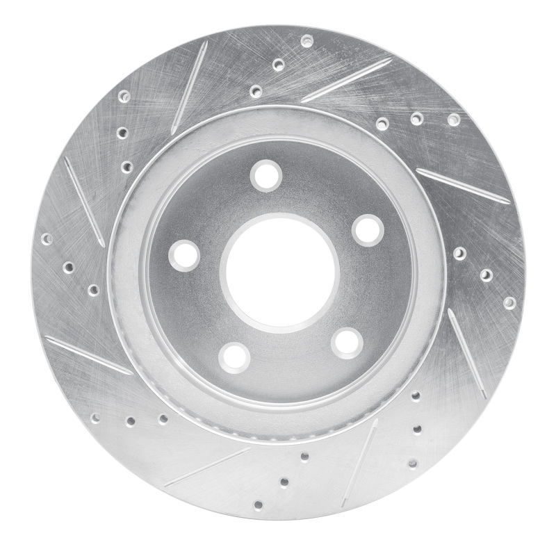 Jeep J8 Brake Rotor (1) - Front Right - R1 Concepts - Drilled & Slotted - Silver - `08-`12